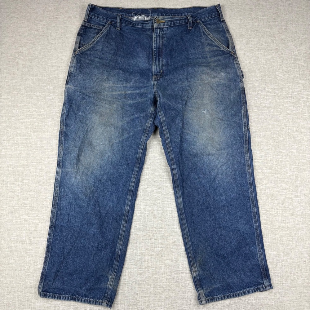 Carhartt Mens 40x29 Jeans Loose Fit Blue Carpenter Distressed Work Pants